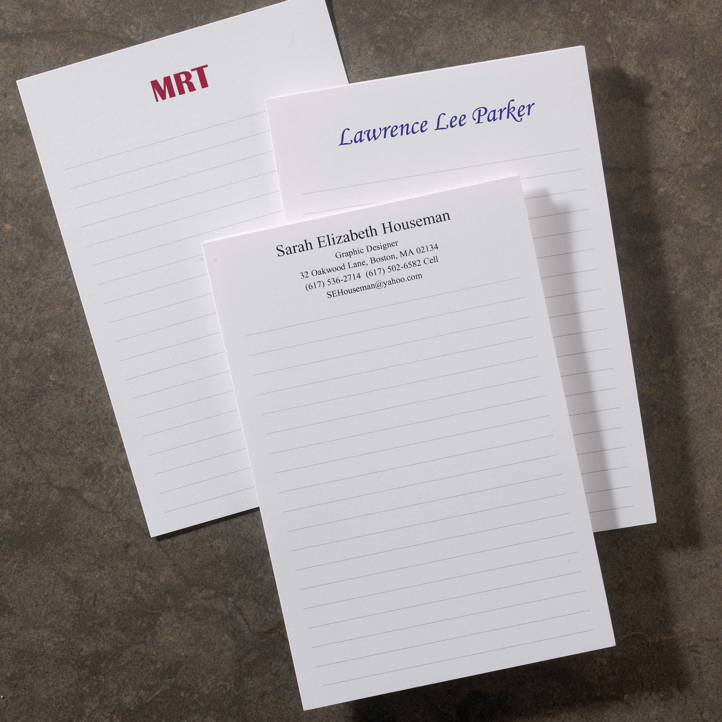 500 Personalized 4 x 6 Cards, Vertical Ruled