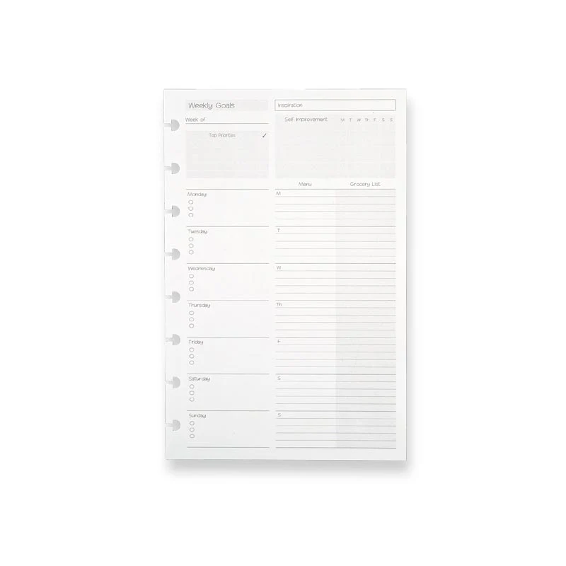 Circa Special Request Weekly Goals Refill (100 sheets) - Black/White, Junior - Final Clearance