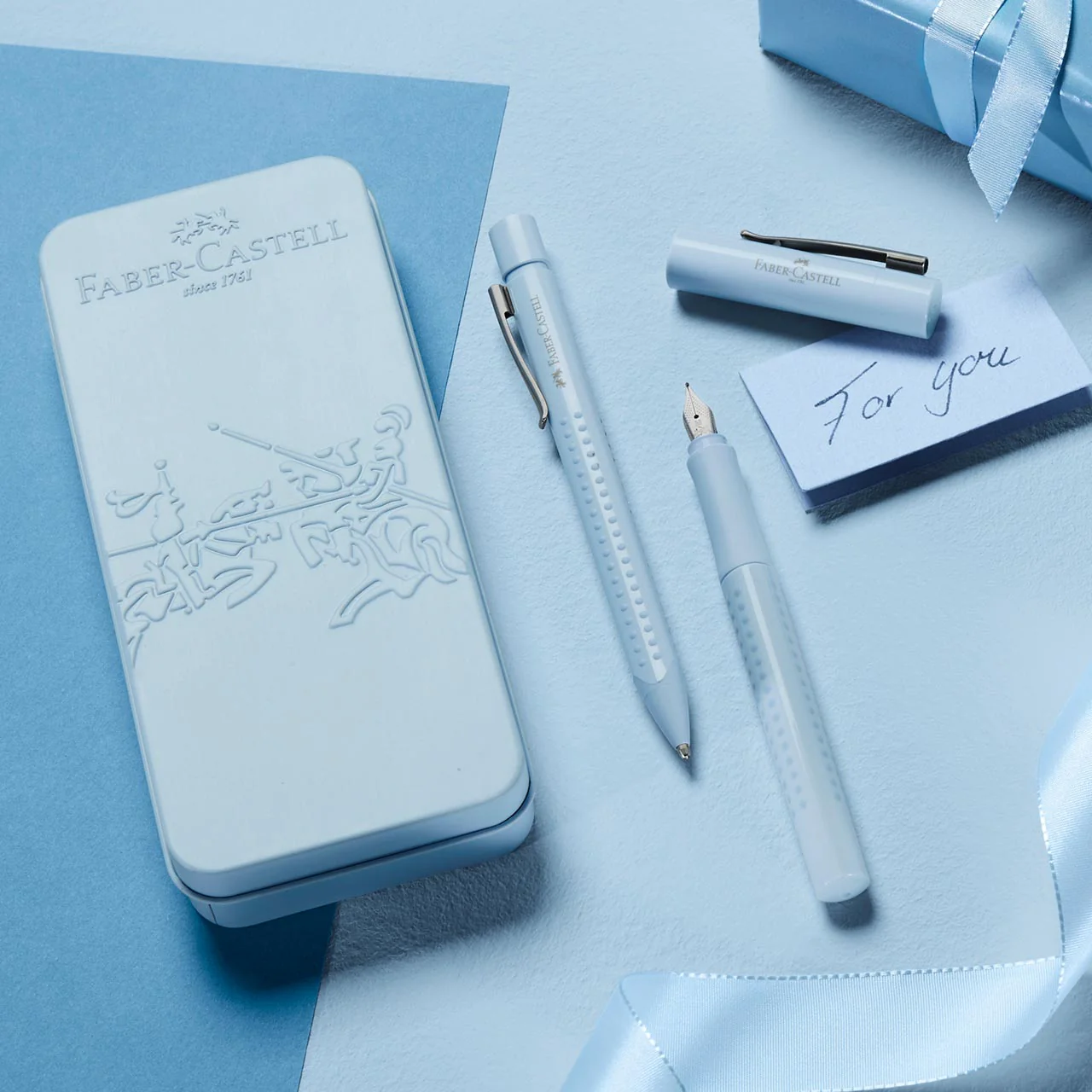 Faber-Castell Sky Blue Grip Pen Gift Set - Image 2