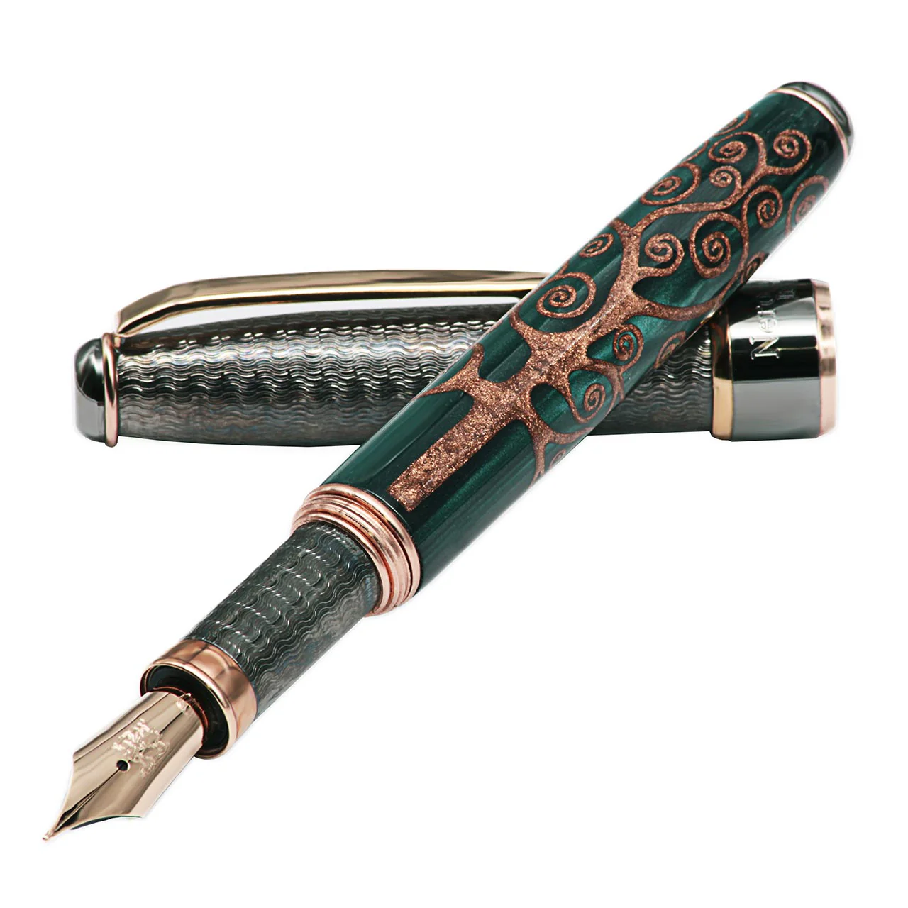 Grifos Tree of Life Green and Rose Gold Fountain Pen