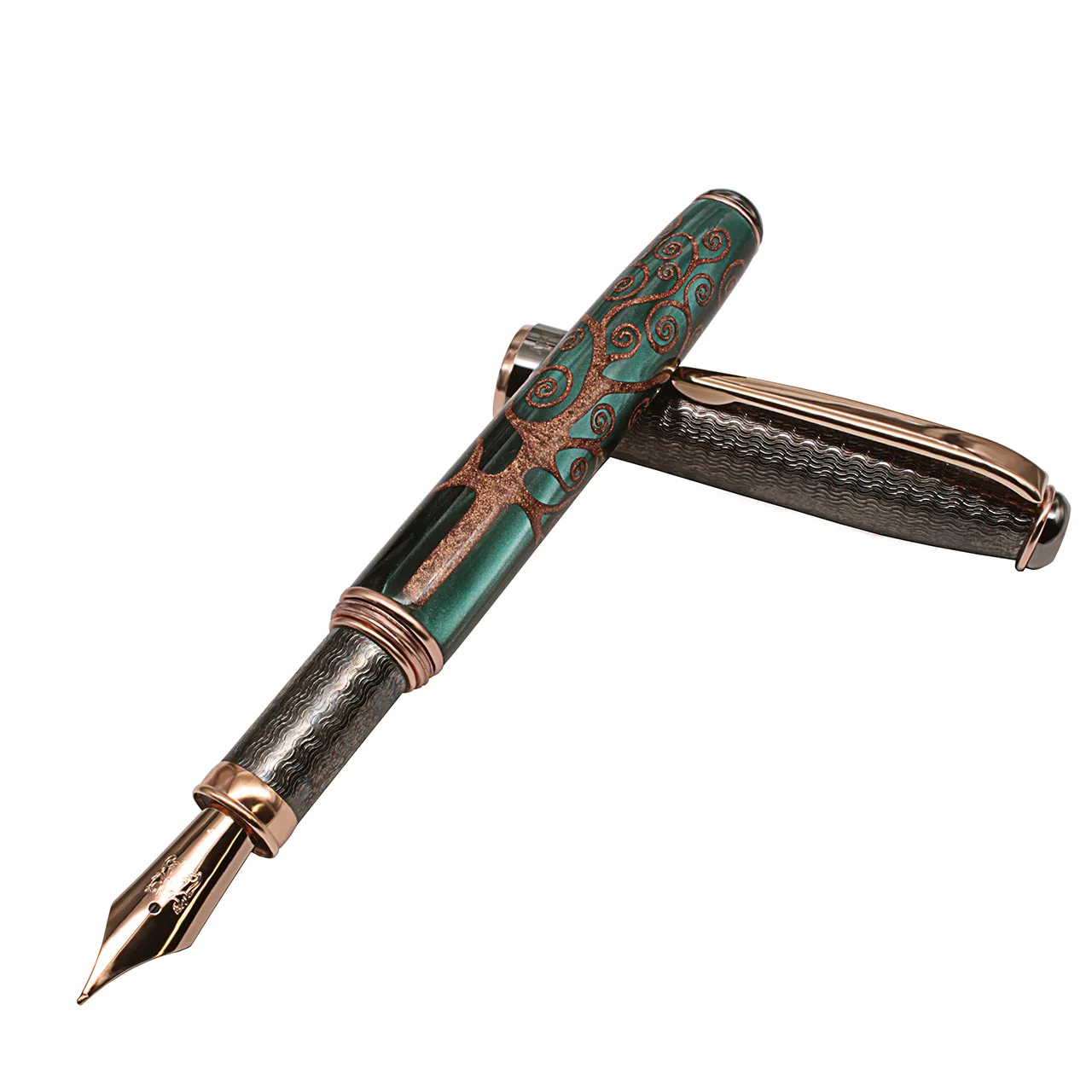Grifos Tree of Life Green and Rose Gold Fountain Pen - Image 5